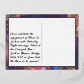 ディスコボールパープル婚約カップルのダンスパーティー 箔招待状ポストカード (裏面)