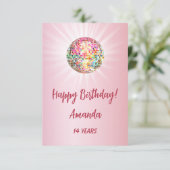 ディスコボールピンクガールハッピーバースデー カード (スタンド正面)