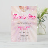 ディスコボールピンクティール(緑がかった色)レトロダンス21歳 招待状 (スタンド正面)