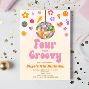 ディスコボールフォーエバーグルーヴィー4th誕生日パーティー 招待状