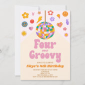 ディスコボールフォーエバーグルーヴィー4th誕生日パーティー 招待状 (正面)