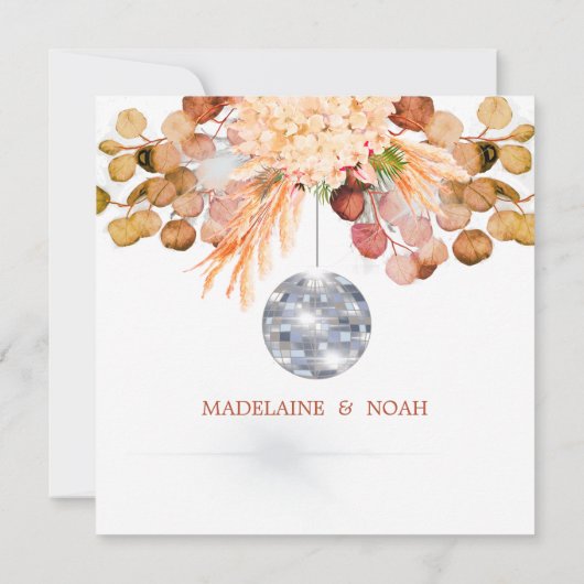 ディスコボールフローラエレガントなウェディングリハーサル広場 招待状 (裏面)