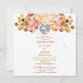 ディスコボールフローラエレガントなウェディングリハーサル広場 招待状 (正面)