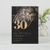 ディスコボールブラックと金ゴールド30歳の誕生日パーティー 招待状 (スタンド正面)