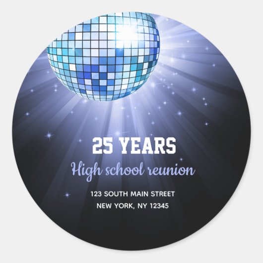 ディスコボールブルー ラウンドシール (正面)