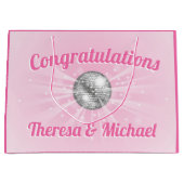 ディスコボールベビーシャワーグルービピンクガール ラージペーパーバッグ (正面)