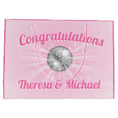 ディスコボールベビーシャワーグルービピンクガール ラージペーパーバッグ (裏面)