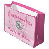 ディスコボールベビーシャワーグルービピンクガール ラージペーパーバッグ (正面アングル)