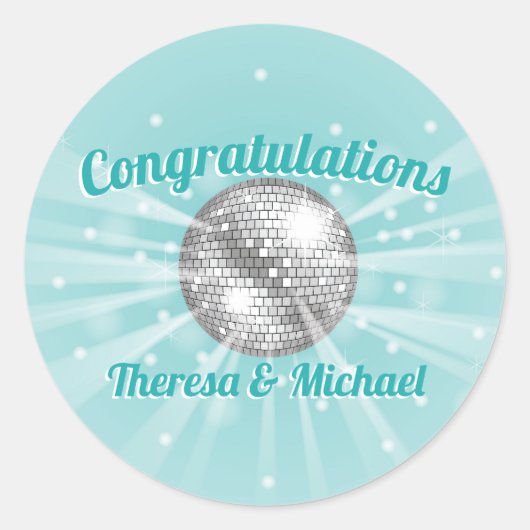 ディスコボールベビーシャワーグルービーブルーボーイ ラウンドシール (正面)