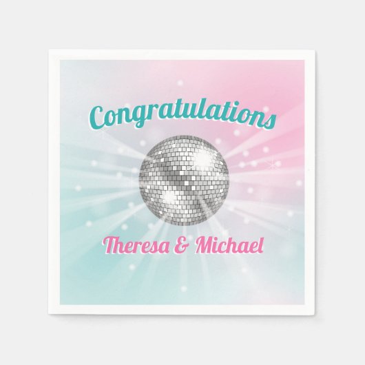 ディスコボールベビーシャワーグルービー スタンダードカクテルナプキン (正面)