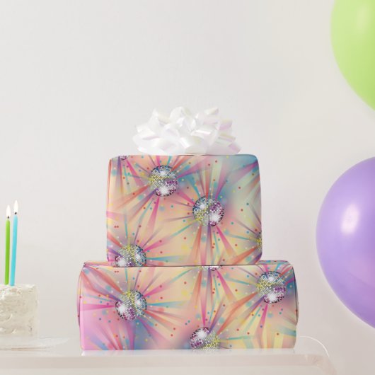 ディスコボールベビーシャワーグルーヴィパステルレインボー ラッピングペーパー (パーティーギフト)