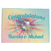 ディスコボールベビーシャワーグルーヴィパステルレインボー ラージペーパーバッグ (裏面)