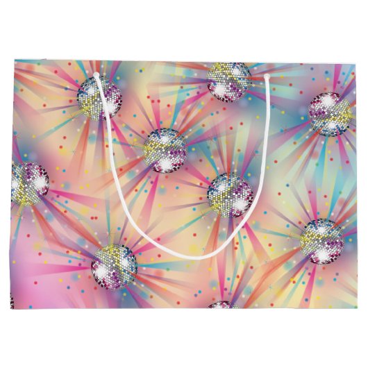 ディスコボールベビーシャワーグルーヴィパステルレインボー ラージペーパーバッグ (裏面)