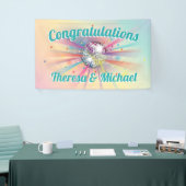 ディスコボールベビーシャワーグルーヴィパステルレインボー 横断幕 (トレードショー)