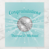 ディスコボールベビーシャワーグルーヴィーブルー少年のお願い ワインラベル (シングルラベル)