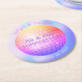 ディスコボールホットピンクオレンジパープルパーソナライズされた ラウンドペーパーコースター