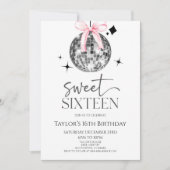 ディスコボールボウSweet sixteen16thバースデーパーティー 招待状 (正面)