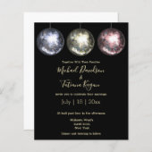 ディスコボールライトグリッター結婚式招待状 (正面/裏面)