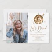 ディスコボールレッツディスコカスタムの写真の誕生日パーティー 招待状 (正面)