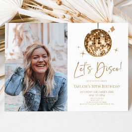 ディスコボールレッツディスコカスタムの写真の誕生日パーティー 招待状