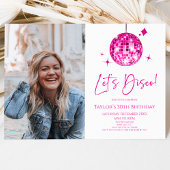 ディスコボールレッツディスコカスタムの写真の誕生日パーティー 招待状