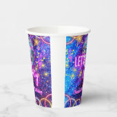 ディスコボールレッツネオンピンクグローガールパーティーパーティー 紙コップ (左)