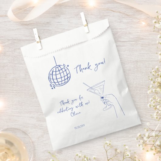 ディスコボールレトロバースデーカクテルありがとうございました フェイバーバッグ (クリップ留めされた状態)