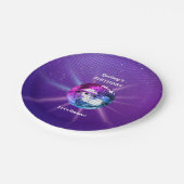 ディスコボールレトロ誕生日 ペーパープレート (アングル)