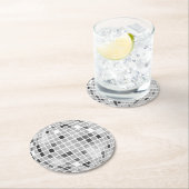 ディスコボールレトロ70sシルバーブラック ラウンドペーパーコースター (インサイチュ)