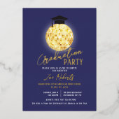 ディスコボール及びキャップの卒業 箔招待状 (正面)