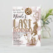 ディスコボール女性のカーボーイラストロデオバチェロレッテ 招待状 (スタンド正面)
