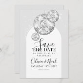 ディスコボール婚約パーティ セーブザデート (正面/裏面)