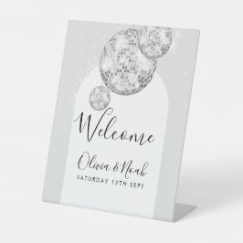 ディスコボール婚約パーティ 台座サイン