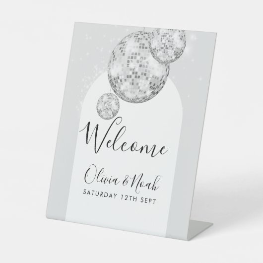 ディスコボール婚約パーティ 台座サイン (正面)