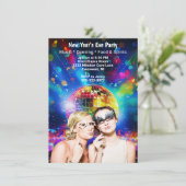 ディスコボール新年のイブ女の子パーティー夜 招待状 (スタンド正面)