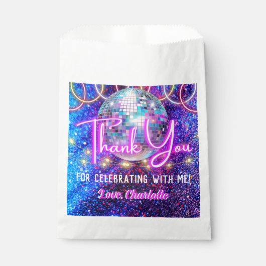 ディスコボール明るいネオンピンク白熱［赤熱］光を放つありがとう フェイバーバッグ (正面)