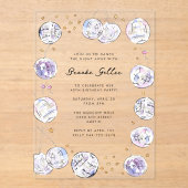 ディスコボール水彩誕生日パーティー アクリル招待状 (正面)