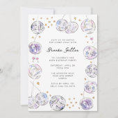 ディスコボール水彩誕生日パーティー 招待状 (正面)