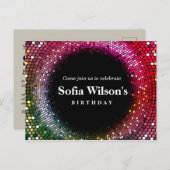 ディスコボール誕生日はがきの招待状 インビテーションポストカード (正面/裏面)