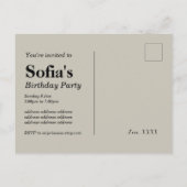 ディスコボール誕生日はがきの招待状 インビテーションポストカード (裏面)