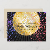 ディスコボール誕生日はがき招待状 インビテーションポストカード (正面/裏面)