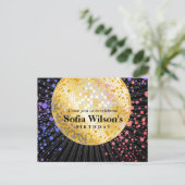 ディスコボール誕生日はがき招待状 インビテーションポストカード (スタンド正面)