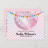 ディスコボール誕生日はがき招待状 インビテーションポストカード (正面/裏面)