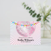 ディスコボール誕生日はがき招待状 インビテーションポストカード (スタンド正面)