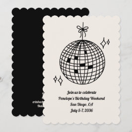 ディスコボール誕生日パーティー週末招待状 招待状