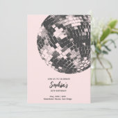 ディスコボール誕生日招待状レトログルーヴィディスコ 招待状 (スタンド正面)