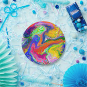 ディスコボール電気マーブルフルードアート ペーパープレート (パーティー)