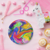 ディスコボール電気マーブルフルードアート ペーパープレート (パーティー)