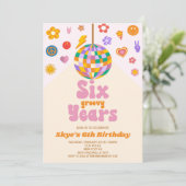 ディスコボール6グルービー年6歳の誕生日パーティー 招待状 (スタンド正面)