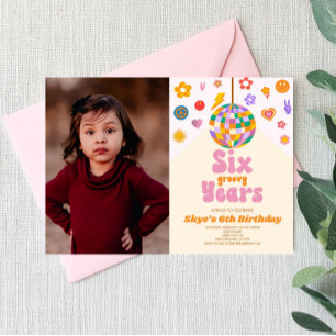 ディスコボール6周年 グルーヴィーな6歳の誕生日パーティー 招待状